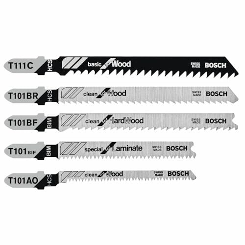 Bosch TPW005 5 pc. T-Shank Jig Saw Blade Set for Pro-Wood