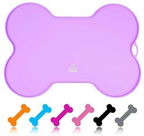 SuperDesign ZEROMESS Cat Dog Food Bowl Mats for Floors Non Slip Waterproof Silicone Dog Feeding Mat for Bowls Rubber Pet Water Bowl Mat Washable Dog Placemat Food Tray Small Medium Large