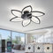 YUNLONG 30.7 Ceiling Fans with Lights and Remote Led Living Room Dimmable Ceiling Lights DC Motor Ceiling Fans with Lamps Reversible 6-Speed Lighting Fan Chandelier for Bedroom Lounge Hall,Black