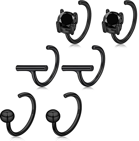 CHIC & ARTSY Halbe Creolen Ohrringe 925 Sterling Silber Kleine Huggie Hoop Ohrringe Kugel, Balken, Stern, Mond, Herz,Halbe Creolen Knorpel Piercing Ohrringe Winzige Creolen Ohrstecker