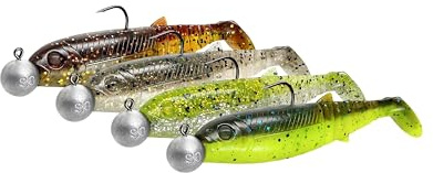 Savage Gear Cannibal Shad Mix - Paddle Tail Shad-beten för abborre, gädda, gös, öring, havskatt - UV-aktiv, strike-triggering doft, sötvatten- och saltvattenfiskesats Mörkt vatten Mix 12,5 cm