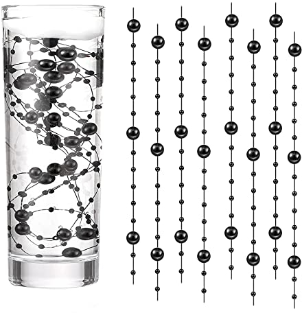 GEFIRE 18 Pezzi Perle Nero Floating Pearls Beads Centrotavola Natalizio Perle Galleggianti per Vasi per Vaso Riempitivo per Bottiglie d'Acqua, Matrimonio, Decorazione Centrotavola (1.2M)