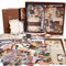Rairsky 136 Stück Vintage Scrapbook Zubehör Set, Ästhetische Bullet Journal Set mit Notizbuch Washi Sticker Scrapbooking Papier Journaling Zubehör, Scrapbooking Kit DIY Geschenk für Mädchen Damen