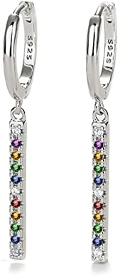 Creolen Silber 925 Damen, Ohrringe Hängend Hochzeit Zylinder mit Zirkonia Lever-Back Ohrringe Jugendliche