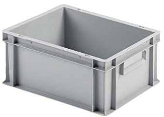 PROREGAL Eurobehälter mit geschlossenem Griff | HxBxT 17,5x30x40cm | 16 Liter | Grau | Eurobox, Transportbox, Transportbehälter, Stapelbehälter