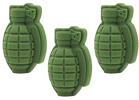 Maskworld Handgranate Motiv-Silikonform Eiswürfel & Backen - 9 cm - Halloween, Karneval & Motto-Party (3 Formen)
