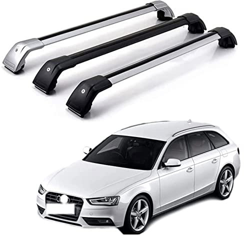 HIPATU 2 Stück Aluminium Dachträger Querstange für Audi A4 Avant 8K5 B8 2009-2013, Auto Schienen Relingträger Dachgepäckträger Dachquerstangen, Abschließbar,C-Silver-Black