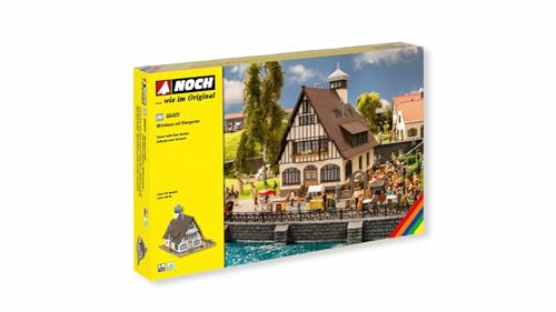 NOCH® Wirtshaus mit Biergarten, Gasthaus Modellbau, 18,9 x 17,2 cm für die Spurweite H0
