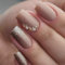 Faux Ongles Court MouyouGlow,Carré Foncé Nude Dorée Paillettes Rhinestones Press on Nails avec Colle à Ongles,Brun Couleur Unie Acryl Fake Nails