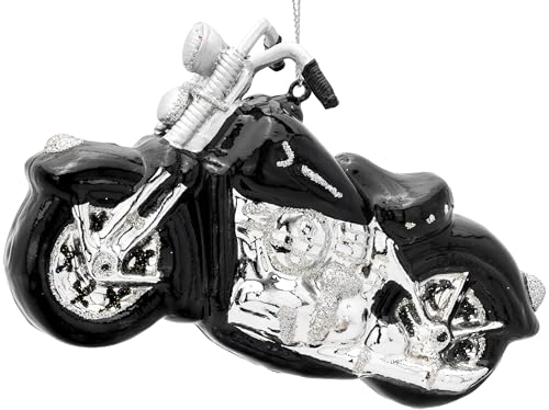 SIKORA BS910 Chopper Motorrad schwarz Christbaumschmuck Glas Figur Weihnachtsbaum Anhänger