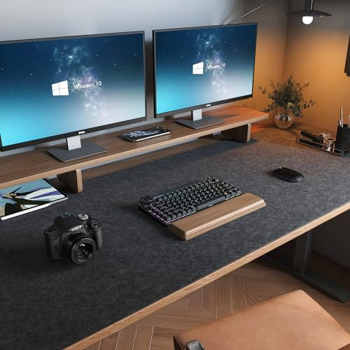 DawnTrees 120x50 cm Desk Mat,Felt Desk Pad Protector,Office Felt Desk Mat, Keyboard Pad, Extra Large Mouse Pad…(Dark Grey