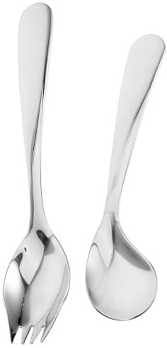 JECOMPRIS Adaptive Cutlery Curved Spoon and Spork Set Angled Feeding Spoon for Elderly Disabled Hands One-Handed Eating Aid Care Tableware for Bed Use 5.31in