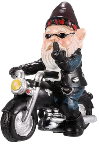 gotyou Gartenzwerg Motorrad Zwerge, Motorrad Zwerge für den Garten, 13.3cm x 13cm Statue Wasserdicht Sonnenschutz Gartendeko für den Garten, Motorrad Gartenzwerg, Deko für den Balkon