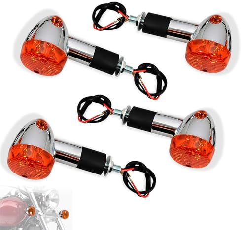 WOWTK Turn Signal Lamp Set,Motorcycle Front and Rear signal light for Kawasaki Vulcan VN 750 800 900 1500 1600 1700 2000,Amber(4 PCS)