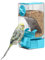 Automatischer Vogelfutterspender, Vogelkäfig-Futterspender mit Sitzstange für Wellensittiche, Sittiche, Kanarienvögel, Nymphensittiche, Finken (Blau)