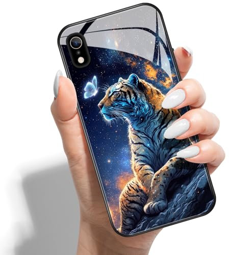 Phone Case for iPhone XR Hard Back Cover Printed Pattern Design Hybrid PC + HD Glass Soft TPU Bumper - Tiger Butterfly