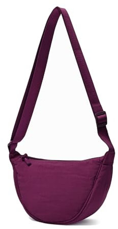 ANYWN Borsa a tracolla da donna a mezza luna, borsa a spalla, dallo stile casual, in tinta unita, con tracolla regolabile