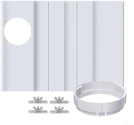 Kit de adaptador de aire acondicionado portátil, sello de ventana deslizante para aire acondicionado portátil, juego de sellos de conector de manguera de escape (4 deflectores + 1 conector de 150 mm +