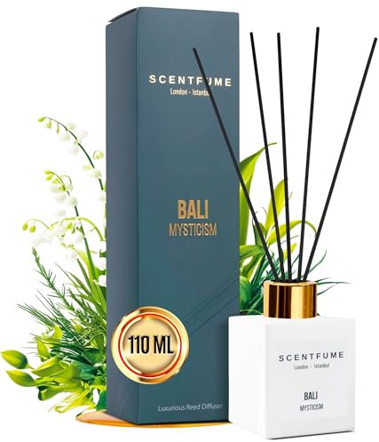 Scentfume® Raumdüfte | 110 ml | Diffusor mit Stäbchen, angenehmer Raumduft mit | Östliche Pflanzen - Tal Lilie - Holzige Noten | Lang anhaltender Duft für jedes Zimmer, für eine frische Atmosphäre