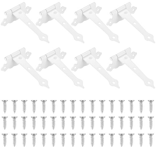 8 Pz Cerniere a T, Cerniere per Legno, Bianca Cerniere per Porte in Legno, 118mm Cerniere per Porte, Cerniera per Cancello Legno, Bordo Ondulato Cerniere per Giardino Finestre Porte di Fienili