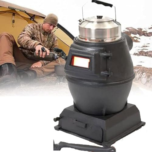 Stufa a legna in ghisa,mini stufa portatile multicombustibile, stufa a legna for tenda,stufa da campeggio con finestra di visualizzazione in vetro,for riscaldamento interno ed esterno/campeggio/cucina