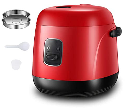 Piccola pentola per Riso 1,2L pentola per Riso elettrica con cestello per Vapore e risciacquo, Riso Portatile, Cottura Veloce, Riscaldamento, Mantenimento in Caldo, per 2-4, Rosso