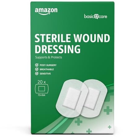Amazon Basic Care Sterile Wound Dressing 20 Plasters