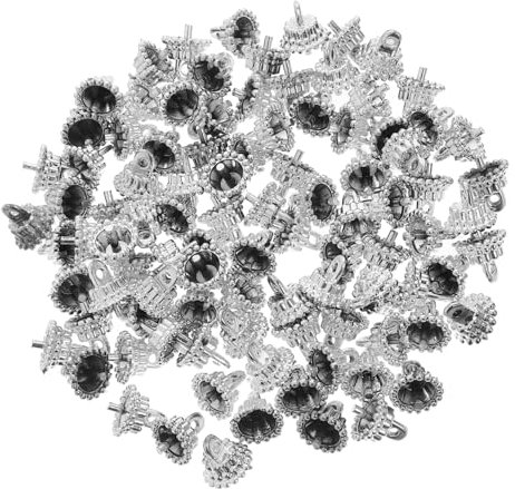 VICASKY 100st Weihnachtskugelkappendekoration Zierkappen Zum Selbermachen Zierkappen Silber Ersatz Der Zierkappen Weihnachtskugel-tops Verzierungsoberteile, Kappen Plastik Silver