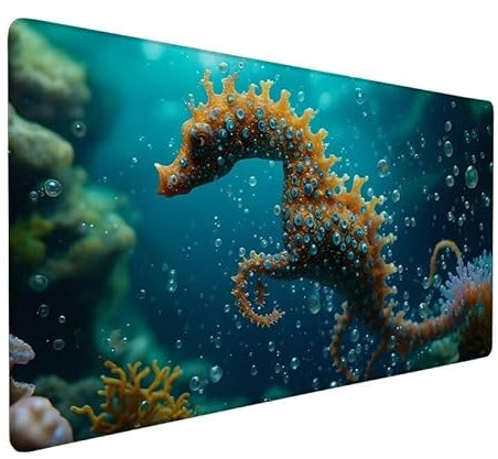 Mousepad Landschaft Mousepad XXL 700x400x3mm Mauspad Seepferdchen, Mit VernäHte Kanten Schreibtischunterlage, rutschfeste, Verbessert PräZision Und Geschwindigkeit für Büro Männer Geschenke XZ-3