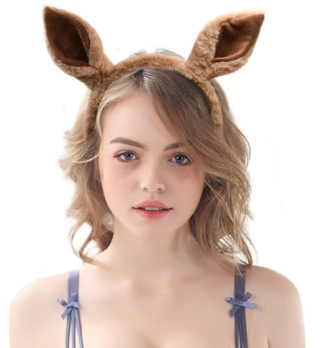 YUYWWAN Tierohren Haarreif, Plüschohren Haarreifn Fasching, Tierohren Haarreif Karneval Niedlich Tier Ohren für Erwachsene Mottoparty Rollenspiel Accessoires (Pferd)