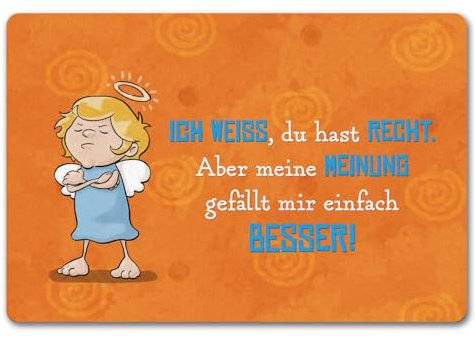 Engel Fußmatte in 40x60 cm ohne Rand mit Spruch - Du hast Recht Aber Meine Meinung ist Besser zur Einweihungsparty Engel Fußabtreter sauber Türmatte Eingang neckisch