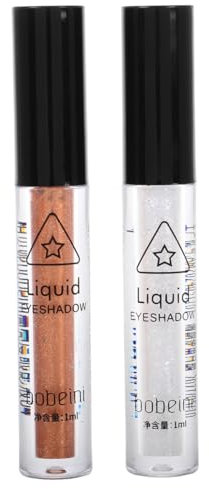 Healeved Glitzer Lidschatten Stift 2 Stück Metallic Schimmernd Flüssig Schweißresistent Intensive Pigmentierung für Mädchen Make Up Tool