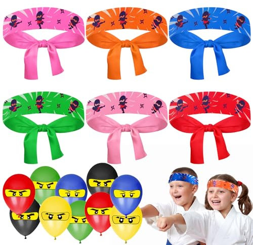 MINISOISO 12 Pezzi Ninjas Fascia per Feste, Fascia Ninja Fascia per Bambini, Decorazione di Compleanno per Bambini Ninja Regali per Feste per Karate, Festa a Tema, Festa di Compleanno