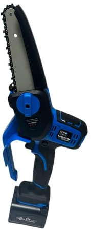 Meukuu Mini Motosega a Batteria Per Potatura Con 4000mah Batterie e Caricatore Rapido, 6 Pollici Sega Con Pompetta Olio e Blocco di Sicurezza per il Taglio Del Legno e Giardini (Blu)