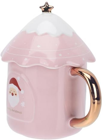 Amosfun 1 Pc Tasse De Sapin De Noël Tasse De Noël En Porcelaine Thé En Buvant Soucoupe Répandre Expresso Mignonne Gobelet Chauffe- à Café De Voyage Néon Céramique Rose