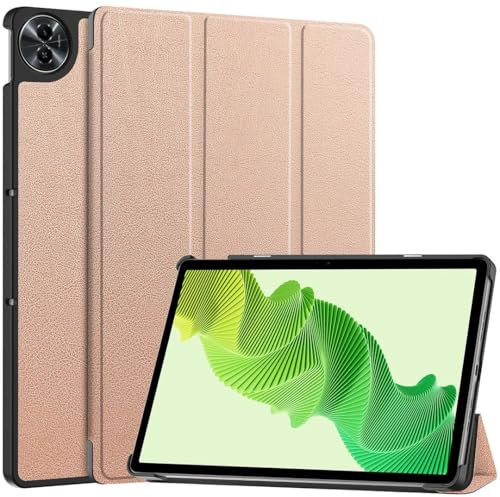 SATURCASE Funda para tablet Realme Pad 2 de 11.5 pulgadas, piel sintética, plegable, con función atril y ligera, delgada, color oro rosa