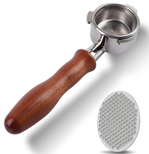 CAPFEI Porte-filtre sans fond 54 mm compatible avec Sage/Breville Barista Express, Pro, Touch, and Impress | Poignée ergonomique en bois | Bonus Puck Screen