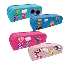 tinta unita - astuccio con doppio comparto in silicone con 5 pins removibili (1 pezzo colore Random)