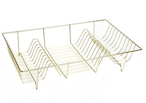 MEHRU Stainless Steel Dish Drainer Rack – Kitchen Dish Drying Rack with 18 Slots Anti-Rust Wire Dish Rack for Kitchen Countertop L48.5 x W30 x H10cm