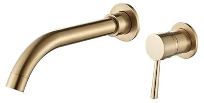 Robinet d'évier de salle de bain rotatif à 360° en laiton - Noir mat avec poignée unique - Finition or blanc - Mitigeur mural pour lavabo (15 cm)