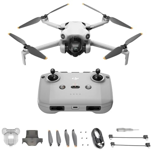 DJI Mini 4 Pro (con DJI RC-N2), mini drone pieghevole per adulti con fotocamera HDR in 4K, meno di 249 g, autonomia di volo di 34 min., distanza di trasmissione video max. di 20 km, C0