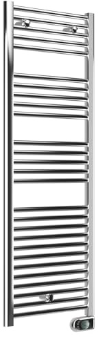 3S SuperSamaStore Radiatore Scaldasalviette Elettrico Cortina Evo con Termostato Digitale, Termoarredo da Bagno con Cavo, Programmazione Settimanale, Cromato, 450W, 137,5 x 48 Centimetri