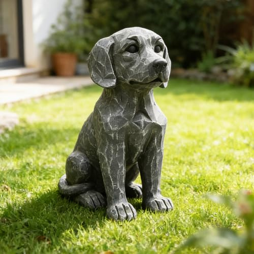 MeritMode 11.2 Dog Garden Statue Outdoor, Labrador Dog Ornament | Weatherproof Garden Sculpture for Patio, Lawn, Porch, Front Door Decor, Memorial Pet Figurine