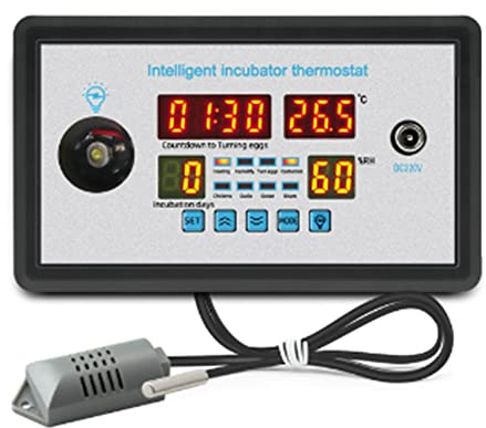 Awwertse Termostato Intelligente Digitale ZFX-W9002 Termostato Controllo Umidità Temperatura Incubatrice 360 Rotazione Automatica Uova 12V