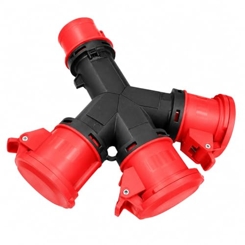 WEBMATEL Adaptador Cetac Caravana y Camping - Enchufe Industrial 3 Tomas 3P+N+T 32A IP54 380V SpeedPRO