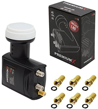 Premiumx Unicable LNB SCR 2 Legacy Einkabel System Unikabel 4 + 2 Teilnehmer FullHD 4K HDTV Ultra HD + F-Stecker