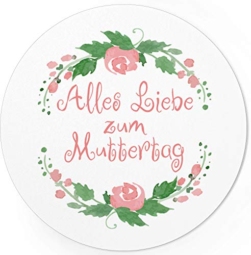 24 moderne Design Etiketten, rund/Alles Liebe zum Muttertag Aquarell/Muttertag/Liebe/Herzen/Mama Geschenk/Geschenk-Aufkleber/Sticker/für Firmen