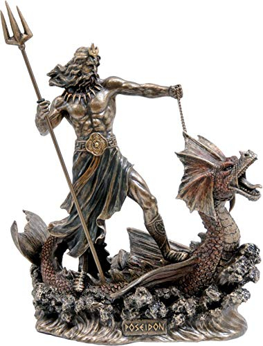 Ancient Greek God of The Sea Poseidon/Neptune on a Dragon (Decorative Bronze Statue/Sculpture 20cm / 7.87inches)