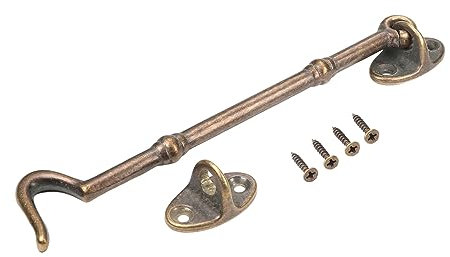 MroMax 6 Cabin Hooks Eye Latch Door Gate Swivel Window Brass Hook with Mounting Screws Antique Bronze 1pcs