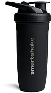 Smartshake Reforce Stainless Steel Protein Shaker Bottle 900 ml | 30 oz - Leakproof Screw-on Lid - BPA Free – Unisex - Black